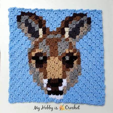 C2C Square Kangaroo Crochet Pattern by My Hobby Is Crochet