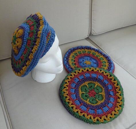 Twilight Mandala Beret Crochet Pattern by Stitching Stone Design