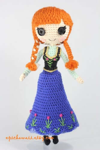 Crochet Anna Frozen Amigurumi Pattern by Epic Kawaii