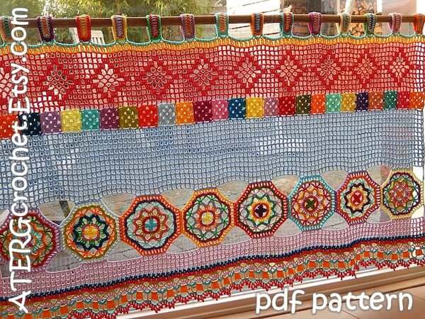 Boho Crochet Curtain Pattern by ATERG Crochet