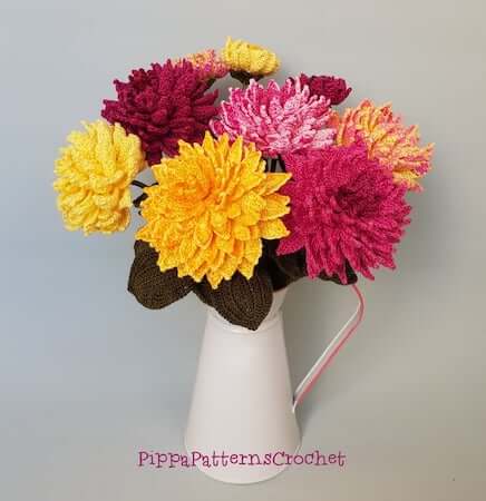 Crochet Dahlia Flower Bouquet Pattern by Pippa Patterns Crochet