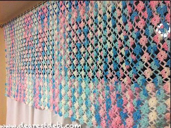 Crochet Flower Lattice Curtain Pattern by Dearest Debi