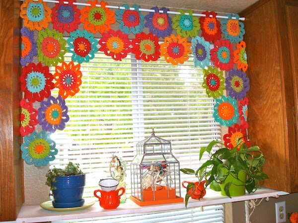 Crochet Flower Power Valance Pattern by Once Upon A Pink Moon