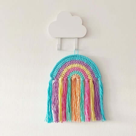 Crochet Little Rainbow Wall Hanging Pattern by Little Gems Craft Shop