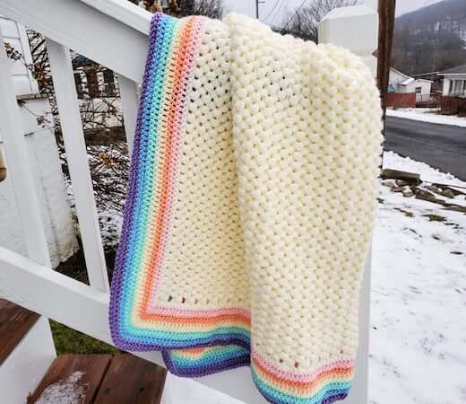 Crochet Rainbow Baby Blanket Pattern by Highland Hickory Designs