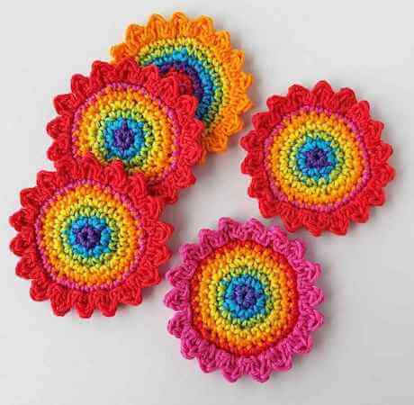 Crochet Rainbow Flowers Applique Pattern by Annie Design Crochet