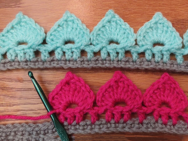 Crochet Spades Stitch Edging by Yarn & Hooks
