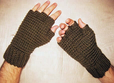 Men's Thermal Fingerless Gloves Crochet Pattern by Kickin Crochet
