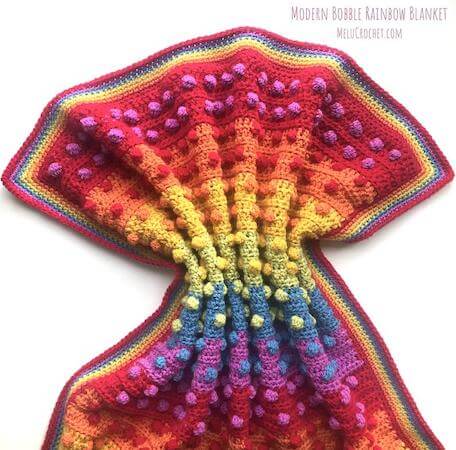 Modern Bobble Rainbow Blanket Crochet Pattern by Melu Crochet