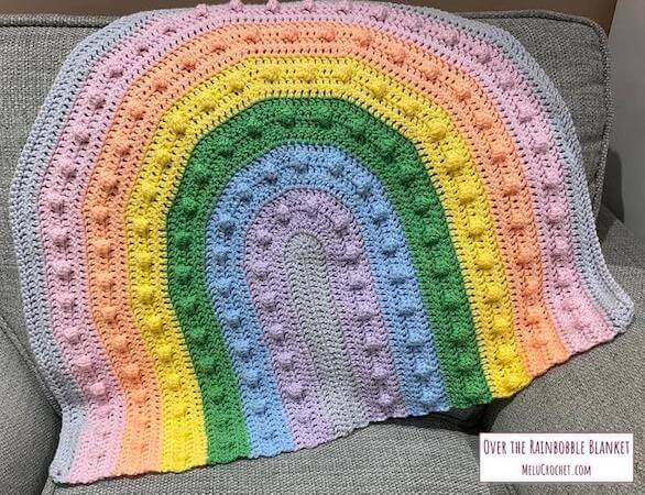 Over The Rainbobble Crochet Blanket Pattern by Melu Crochet
