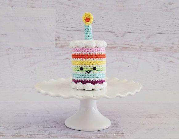 Rainbow Birthday Cake Crochet Pattern by Yarn Blossom Boutique