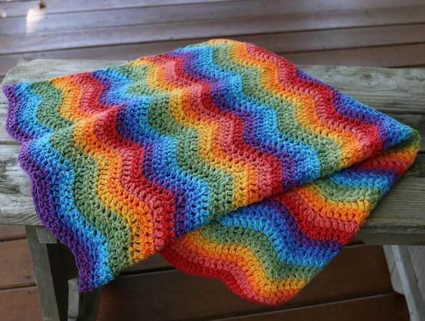 Ripples Rainbow Baby Blanket Crochet Pattern by Jonna Martinez Crochet