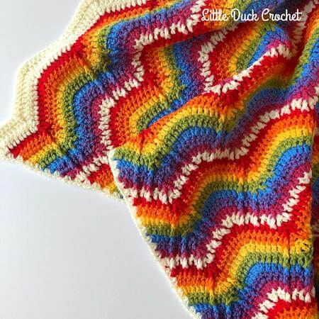 Rainbow Ripples Blanket Crochet Pattern by Little Duck Crochet