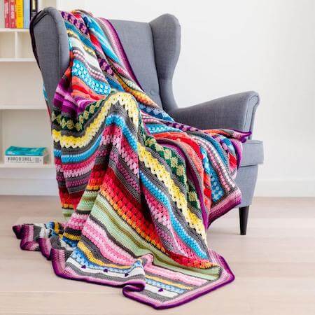 Rainbow Sampler Blanket Crochet Pattern by Haakmaarraak NL