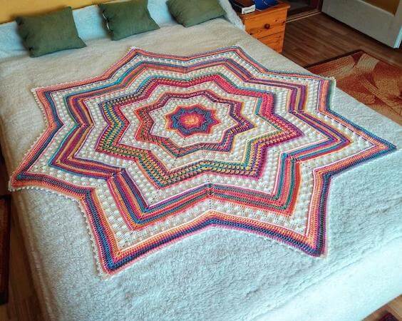 Rainbow Starlight Blanket Crochet Pattern by KAME Crochet Patterns