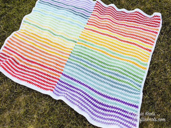 Rainbow Stripe Blanket Crochet Pattern by Left In Knots