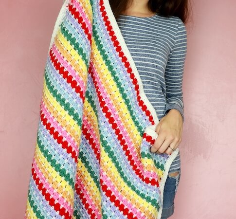 Striped Rainbow Baby Blanket Crochet Pattern by Sigoni Macaroni