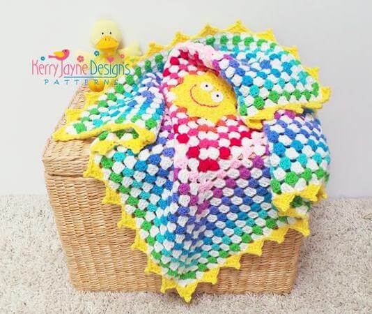 Sunny Rainbow Blanket Crochet Pattern by Kerry Jayne Designs