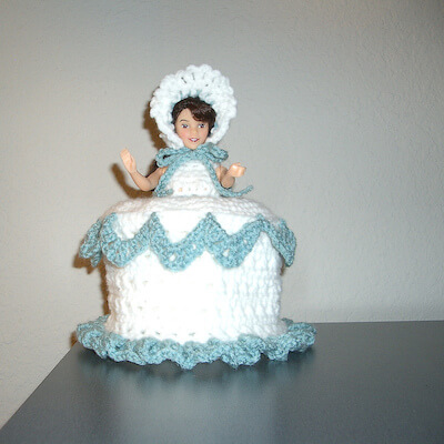 Doll Toilet Paper Cover Crochet Pattern by Lisa Hamblin