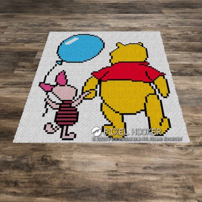 Winnie The Pooh And Piglet Afghan Blanket Crochet Pattern by Pixel Hooker 2