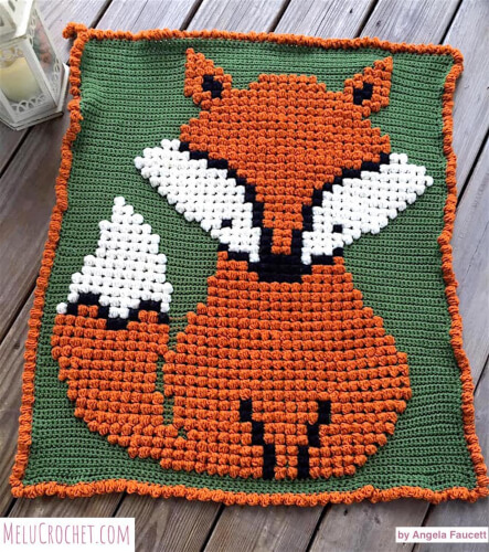 Baby Fox Bobble Stitch Blanket Pattern by Melu Crochet