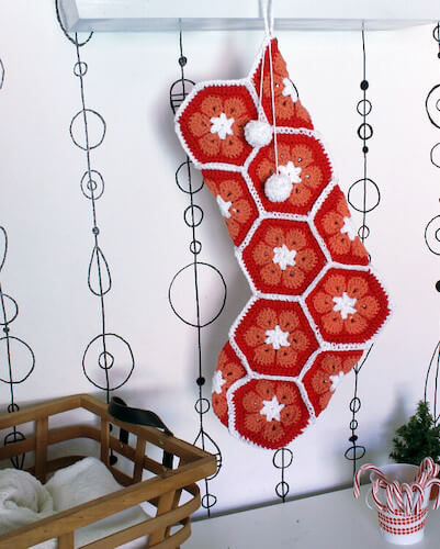  9. African Flower Crochet Stocking Pattern by Petals To Picots