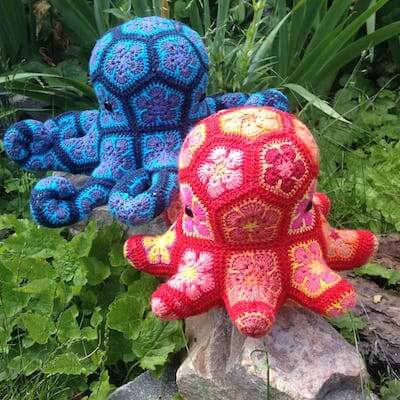 African Flower Octopus Crochet Pattern by Line And Loops