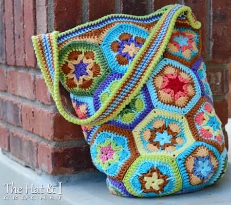 Crochet African Flower Tote Bag Pattern by The Hat And I