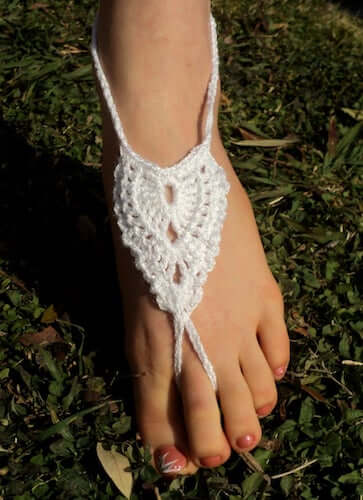 Angel Wings Crochet Barefoot Sandals Pattern by Life In Small Spaces