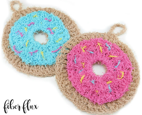 Crochet Donut Scrubby Pattern by Fiber Flux