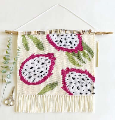 Crochet Dragon Fruit Wall Hanging Pattern by Love And Stitch Designs