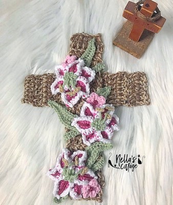  7. Crochet Easter Cross Applique Pattern by Nella's Cottage