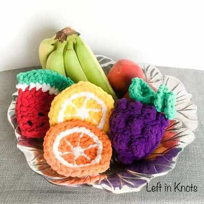 Crochet Fruit Scrubby Sponge Pattern by Left In Knots