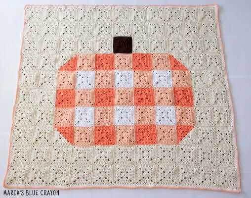  13. Crochet Gingham Pumpkin Blanket Pattern by Maria's Blue Crayon