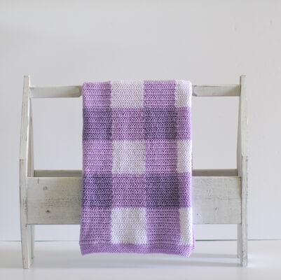  11. Crochet Herringbone Half Gingham Blanket Pattern by Daisy Farm Crafts