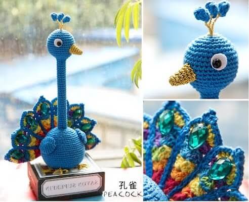 Crochet Peacock Pen Holder Amigurumi Pattern by Crochet & Knitting