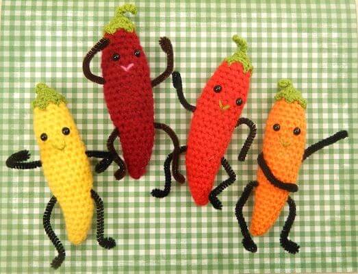 Dancing Chili Crochet Pattern by Moji Moji Design