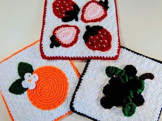 Fruit Potholder Crochet Pattern by All My Styles