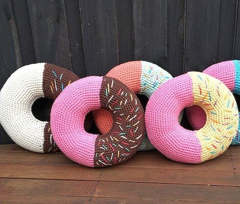  10. Giant Donut Cushion Crochet Pattern by Gathered