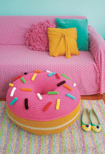 Giant Floor Pouf Crochet Donut Free Pattern by Twinkie Chan