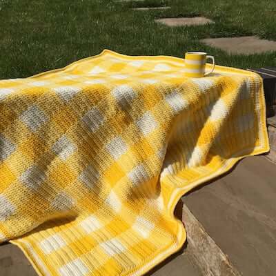  14. Gingham Picnic Blanket Crochet Pattern by Blossom And Bailey UK
