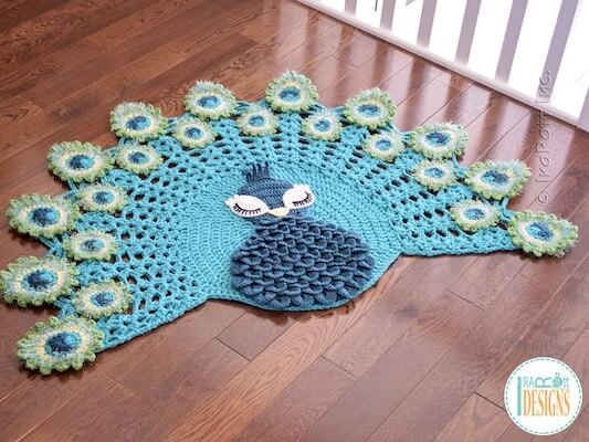 Pavo, The Peacock Rug Crochet Pattern by Ira Rott Patterns