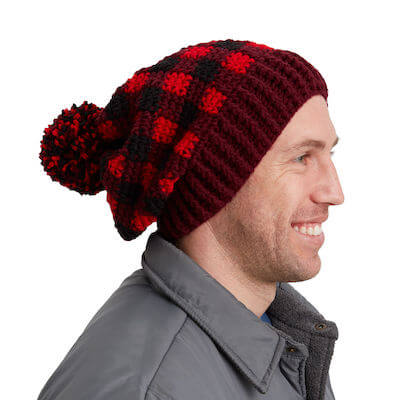 Buffalo Plaid Crochet Hat For Him by Yarnspirations