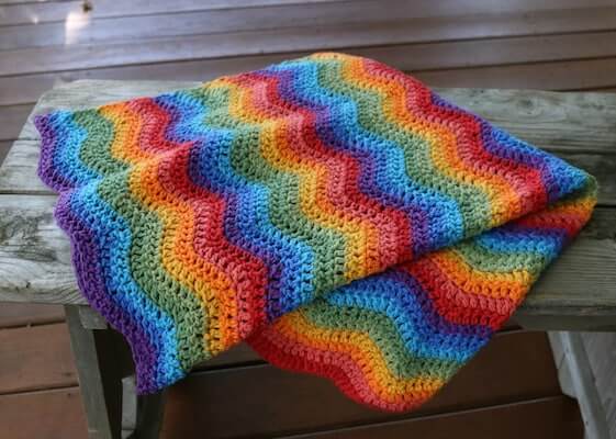 Crochet Rainbow Ripple Baby Blanket Pattern by Jonna Martinez Crochet