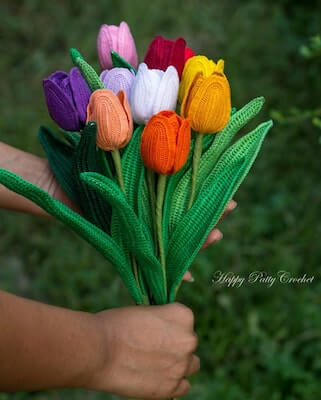 Crochet Tulip Bouquet Pattern by Happy Patty Crochet