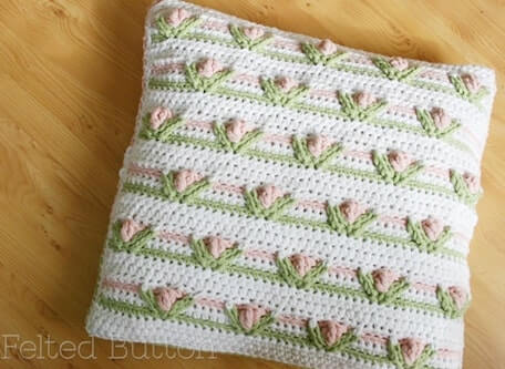 Crochet Tulip Cushion Cover Pattern by Felted Button