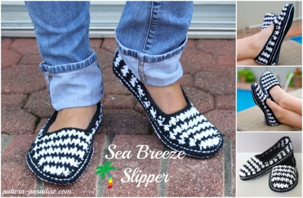 Crochet Pattern for Slippers Houndstooth by ThePatternParadise