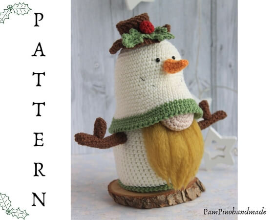 Crochet Snowman Gnome Pattern by PamPinostore