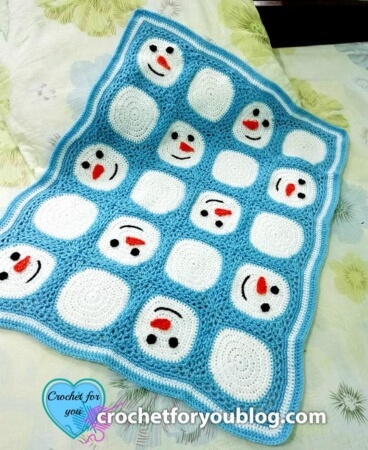 Crochet Snowman Granny Squares Blanket by Erangi Udeshika