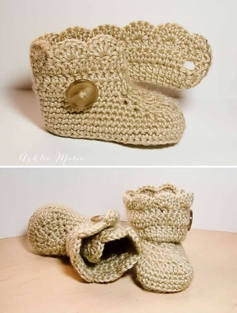 Crochet Wrap Around Button Infant Boots by Ashlee Marie